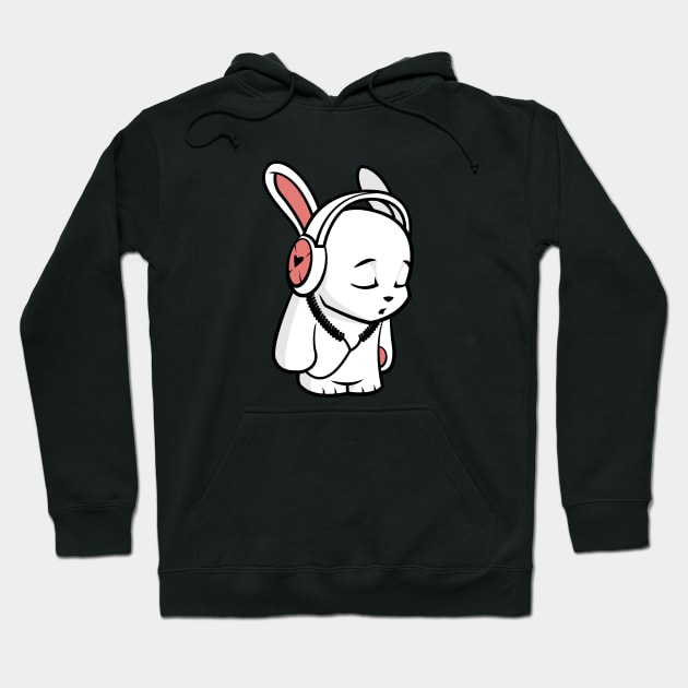 Love Music Cartoon Bunny Hoodie by sebstadraws